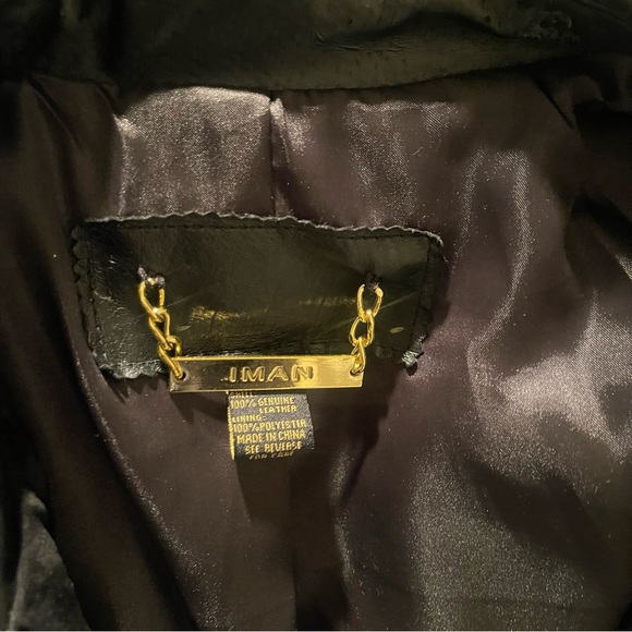 Iman black suede/leather trench coat size XL Double breasted - Picture 2 of 6